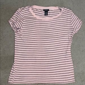 striped baby pink with burgundy and white